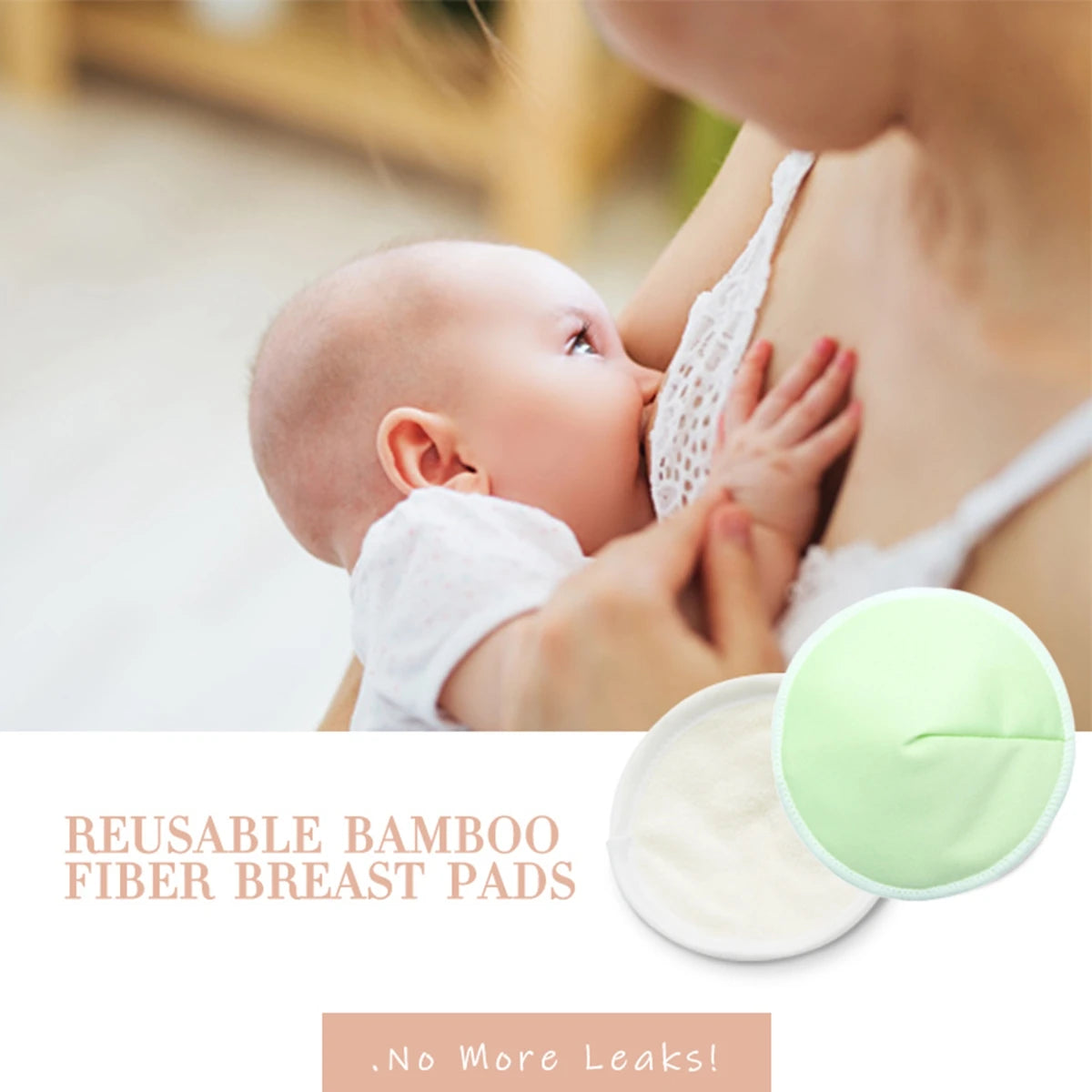 2 Perne de Alăptare din Bambus Organic - Reutilizabile