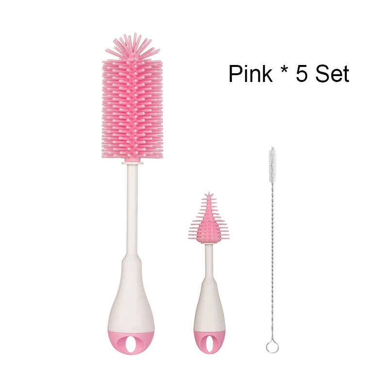 Set 3 în 1 Perie pentru Biberoane din Silicon + Perie pentru Suzetă Bebelusi și Sticlă pentru Curățare