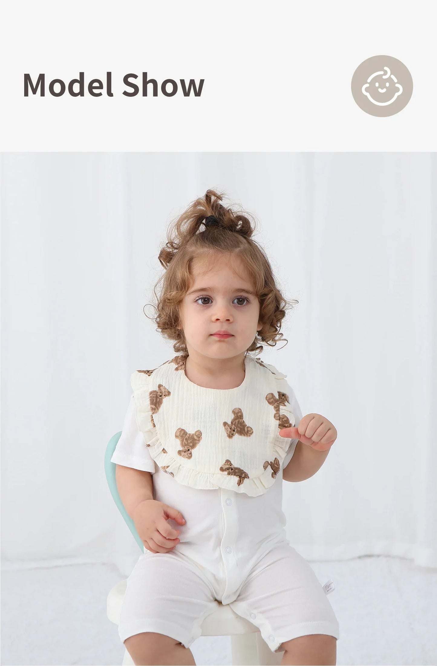 Bave din Bumbac pentru Bebeluși – Design Floral cu Dantelă și Volănașe