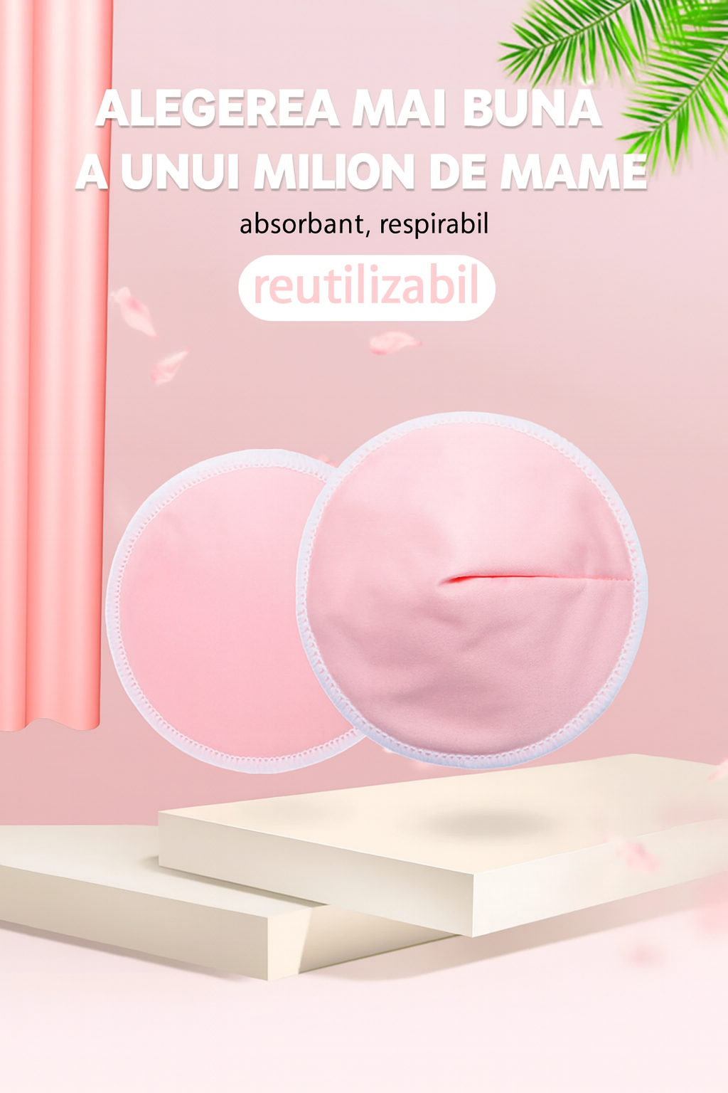 2 Perne de alăptare din bambus organic reutilizabil