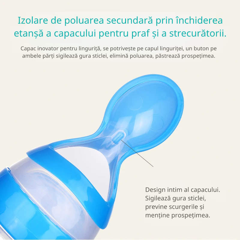 Biberon cu linguriță pentru bebeluși
