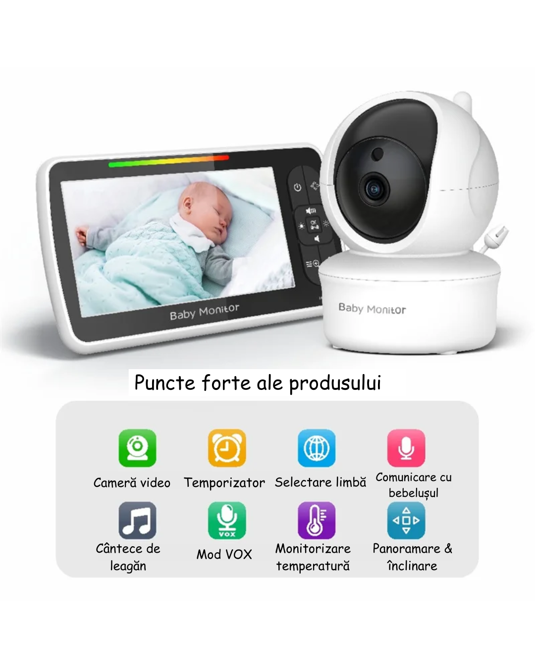Monitor audio-video pentru bebeluși babystar