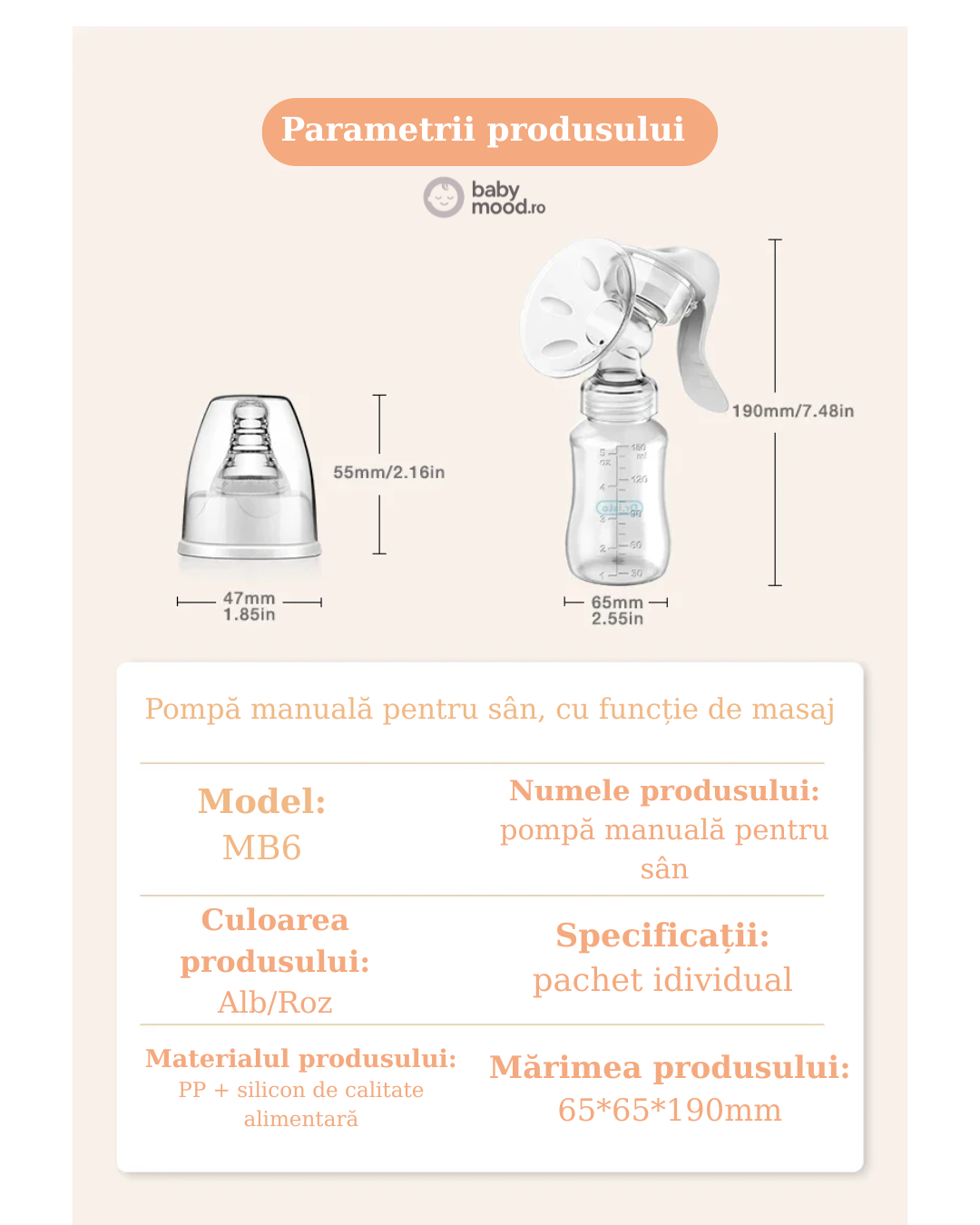 Pompă manuală de sân