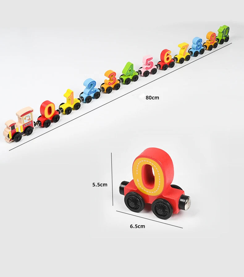 Tren magnetic Montessori din lemn pentru copii