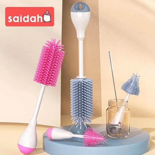 Set 3 în 1 Perie pentru Biberoane din Silicon + Perie pentru Suzetă Bebelusi și Sticlă pentru Curățare