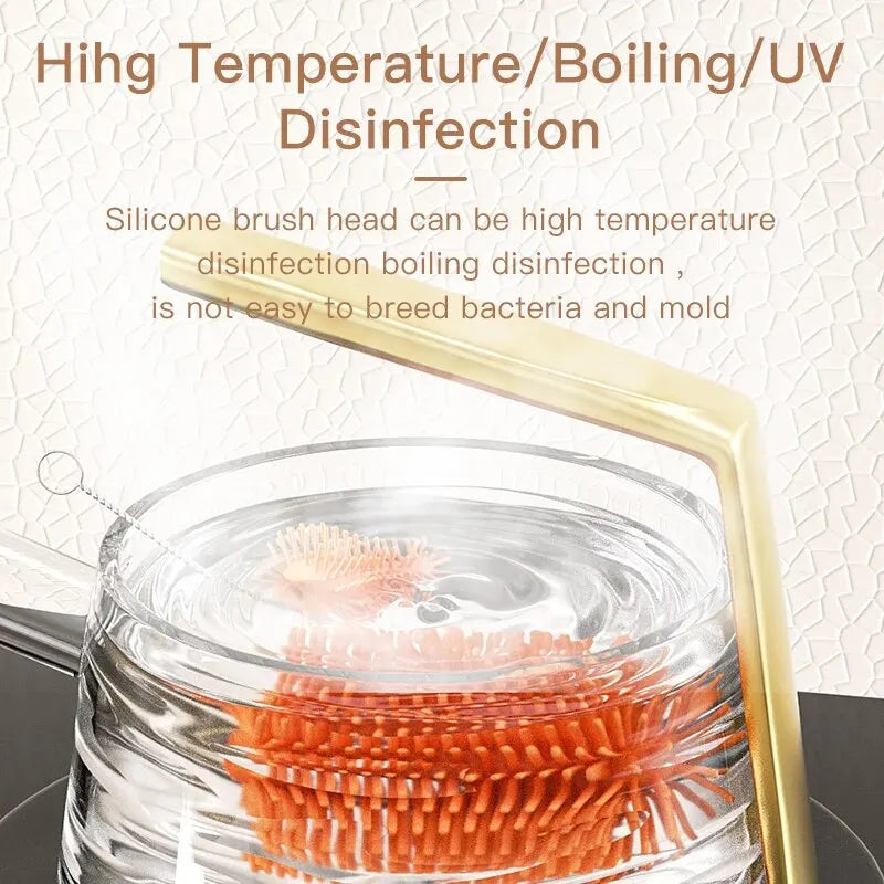 Set 3 în 1 Perie pentru Biberoane din Silicon + Perie pentru Suzetă Bebelusi și Sticlă pentru Curățare