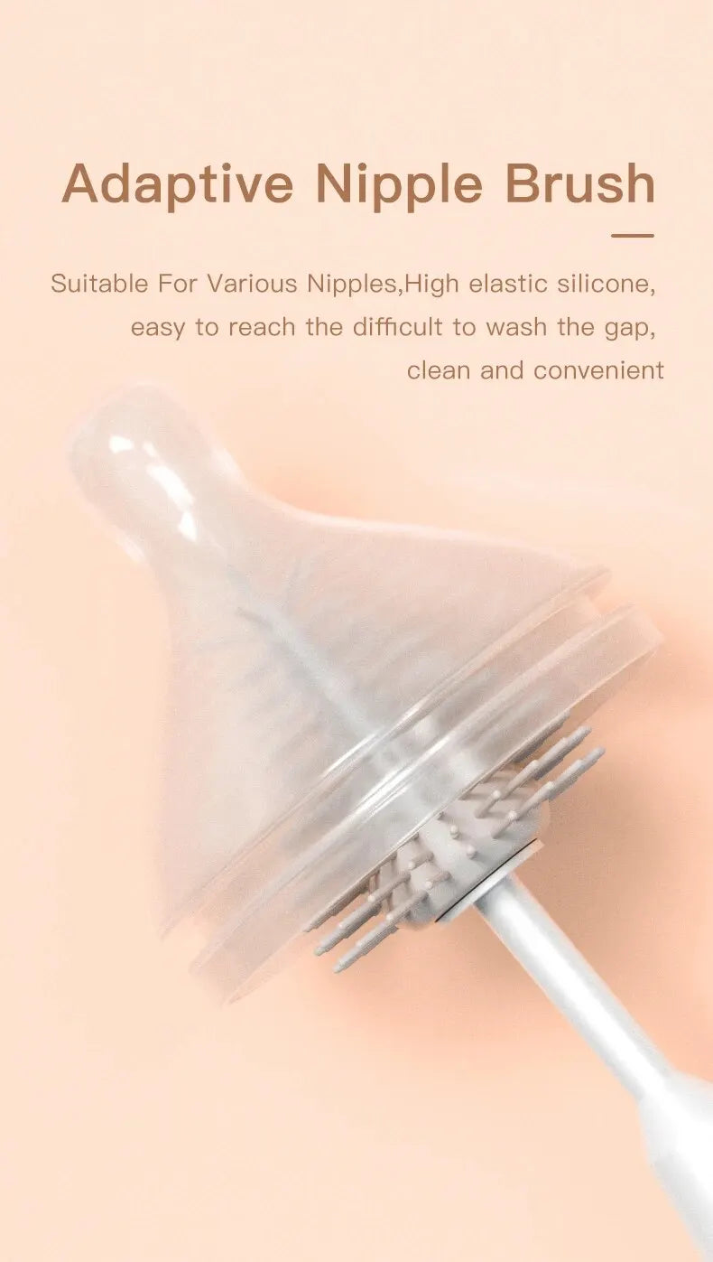 Set 3 în 1 Perie pentru Biberoane din Silicon + Perie pentru Suzetă Bebelusi și Sticlă pentru Curățare