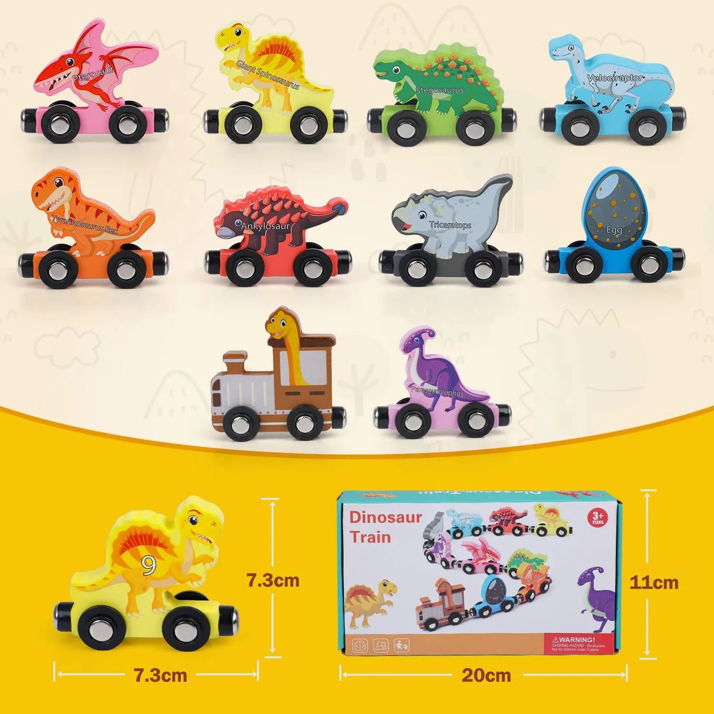 Tren magnetic Montessori din lemn pentru copii