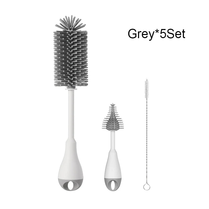 Set 3 în 1 Perie pentru Biberoane din Silicon + Perie pentru Suzetă Bebelusi și Sticlă pentru Curățare