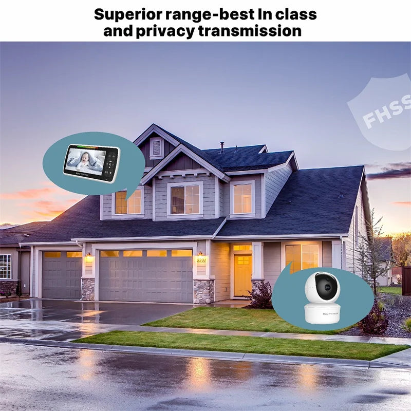 Monitor Video pentru Bebeluși Babystar 5 Inch cu Cameră Pan-Tilt-Zoom și Audio Bidirecțional